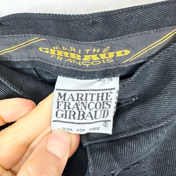 Marithe Francois Girbaud Vintage 90s Wide Leg Baggy Jeans Size 40x32 Black - Picture 5 of 6